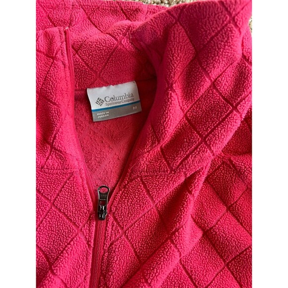 Columbia Women's Full Zip Fleece Pink Jacket Medium Preowned 0236 - Picture 2 of 3